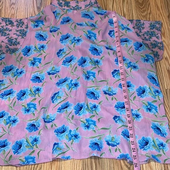 Coquette Blouse, Robbie Bee Floral Top, blue, pink, 16W - Picture 7 of 7